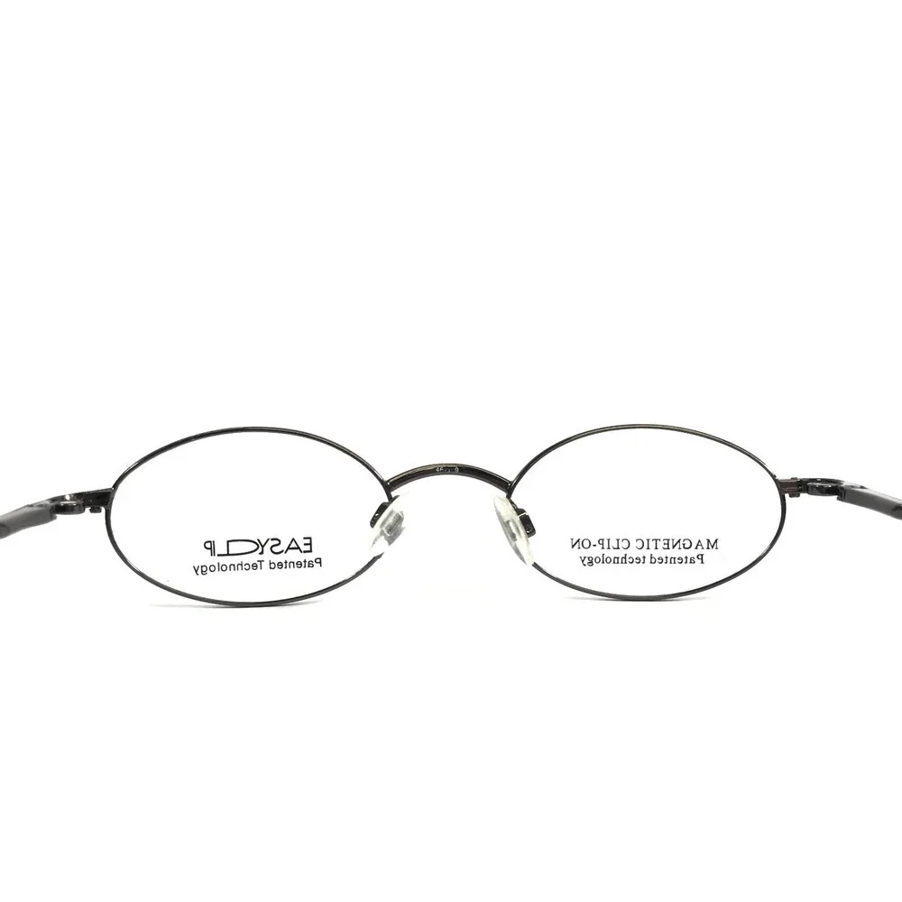 Easyclip Small Eyeglasses Frames ENTRY 091 Gunmetal w Magnetic Clip-on 46-19-135